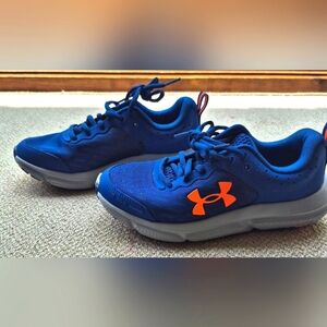 Under Armour Youth Blue and Orange Sneakers